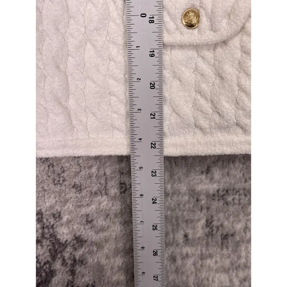 J Crew Odette Lady Jacket Cardigan Sweater XL Womens White Cable Knit